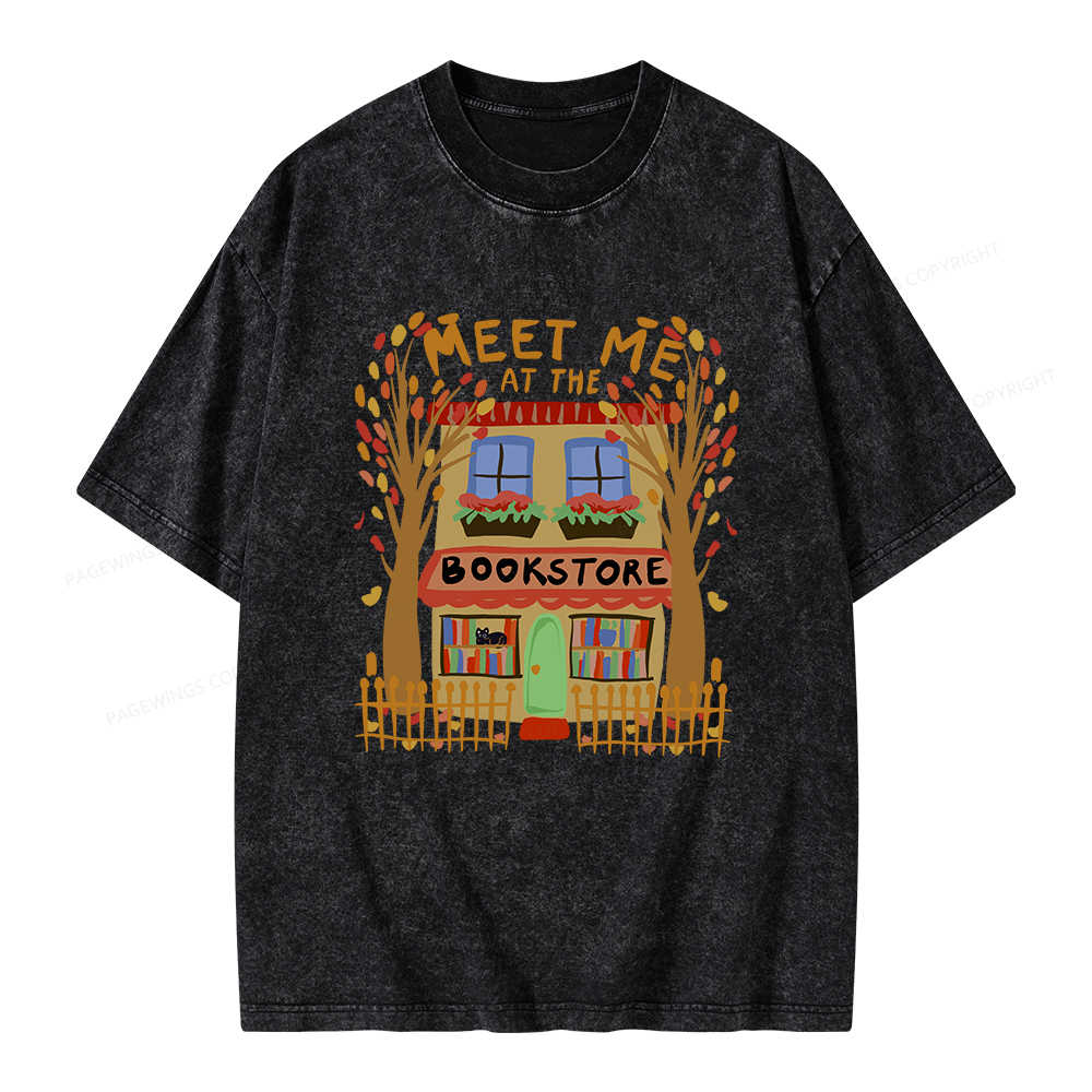 Pagewings Meet Me At The Bookstore Unisex Washed T-shirt
