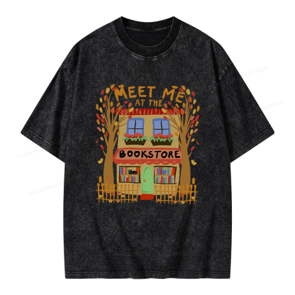 Pagewings Meet Me At The Bookstore Unisex Washed T-shirt