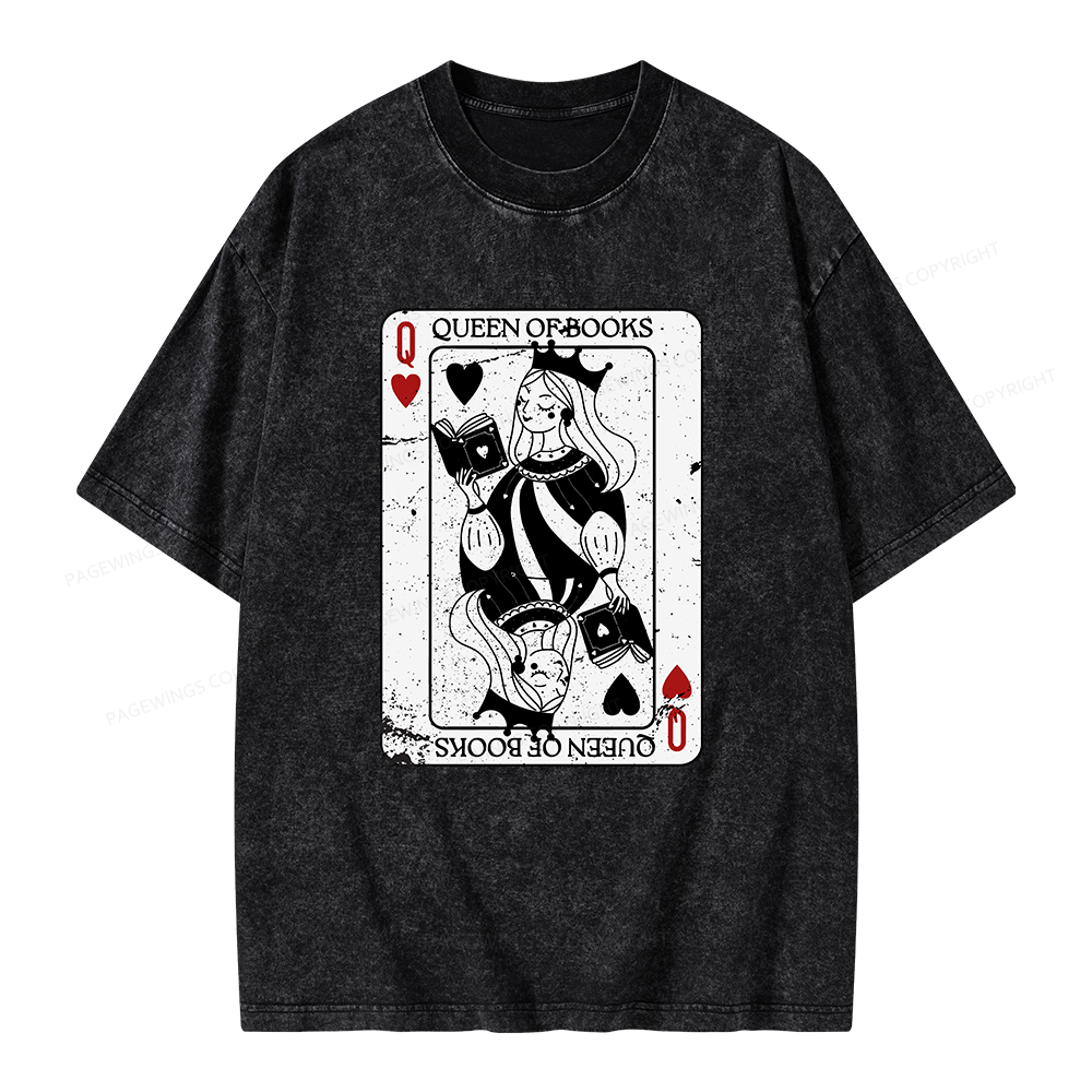 Pagewings Queen Of Books Unisex Washed T-shirt