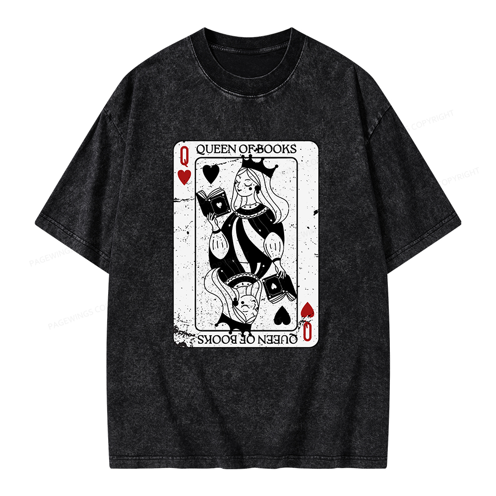 Pagewings Queen Of Books Unisex Washed T-shirt