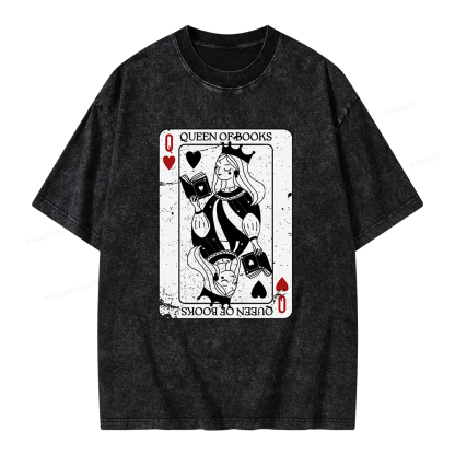 Pagewings Queen Of Books Unisex Washed T-shirt