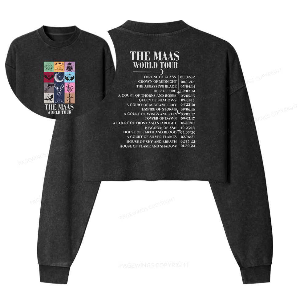 Pagewings World Tour Women Washed Crop Sweatshirt