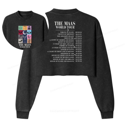 Pagewings World Tour Women Washed Crop Sweatshirt