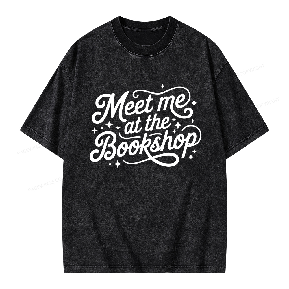 Pagewings Meet Me At The Bookshop Unisex Washed T-shirt