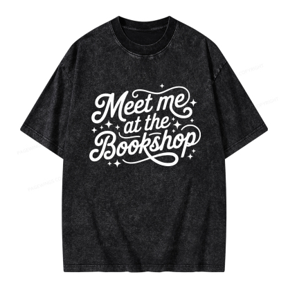 Pagewings Meet Me At The Bookshop Unisex Washed T-shirt