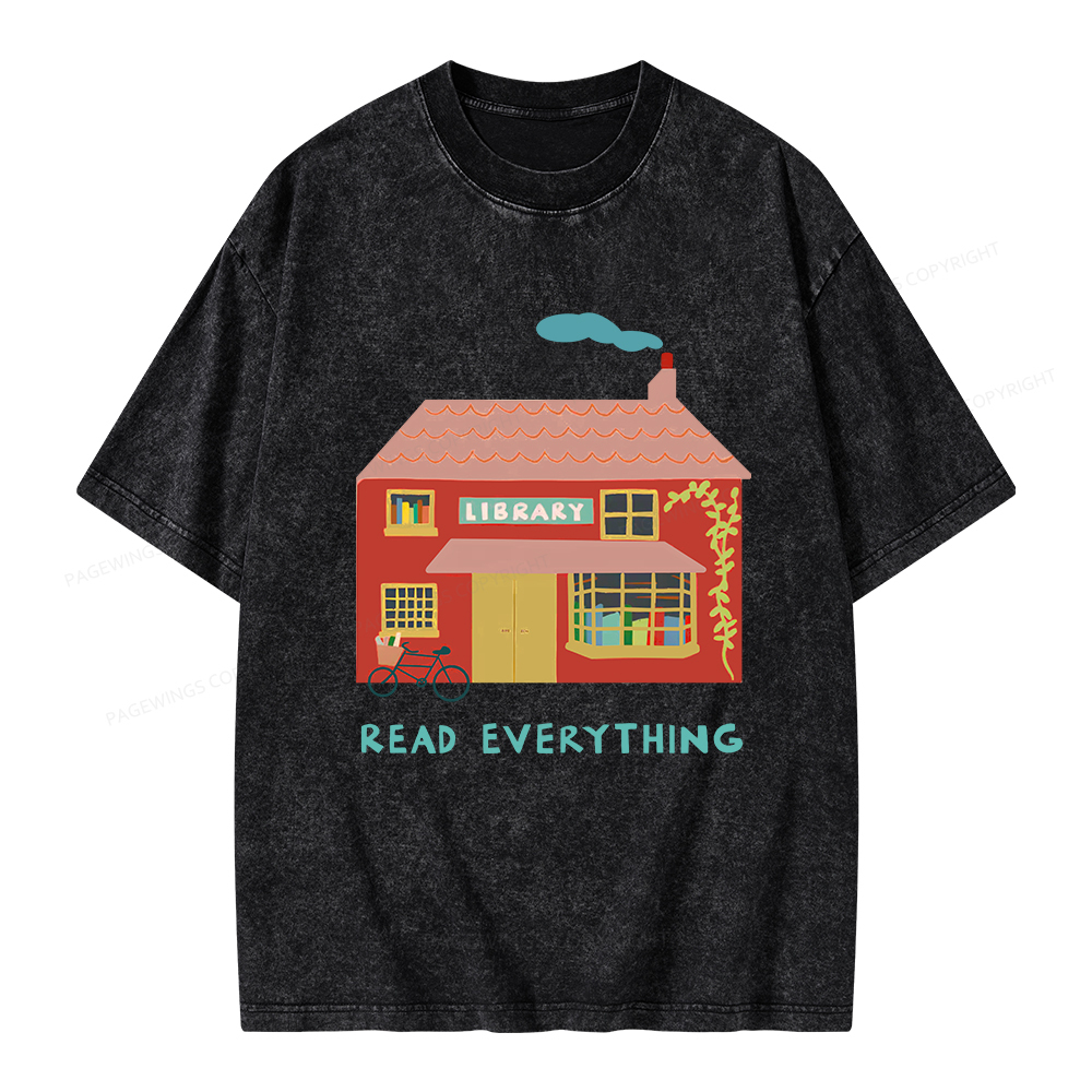 Pagewings Read Everything T-Shirt Unisex Washed T-shirt