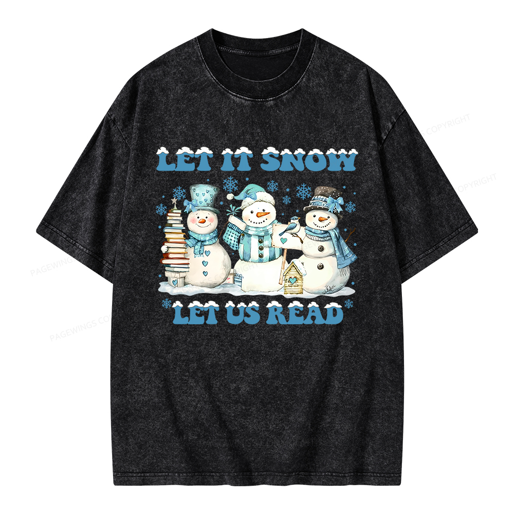 Pagewings Let It Snow Let Us Read Unisex Washed T-shirt