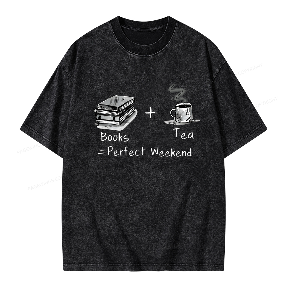 Pagewings Books Tea Perfect Weekend Unisex Washed T-shirt