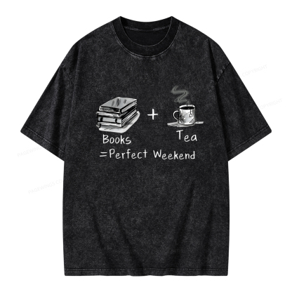 Pagewings Books Tea Perfect Weekend Unisex Washed T-shirt