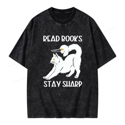 Pagewings Read Books Stay Sharp Unisex Washed T-shirt
