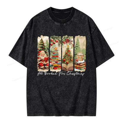 Pagewings All Booked for Christmas Unisex Washed T-shirt