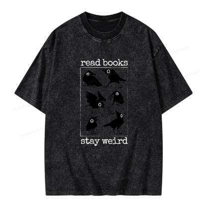 Pagewings Read Books Stay Weird Unisex Washed T-shirt