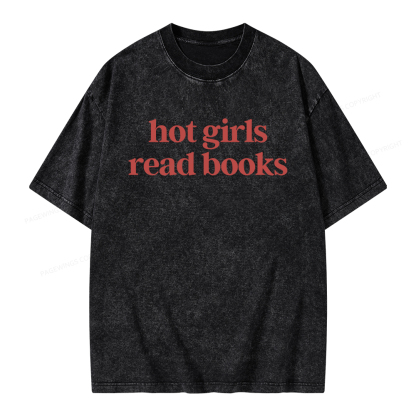 Pagewings Hot Girls Read Books Unisex Washed T-shirt