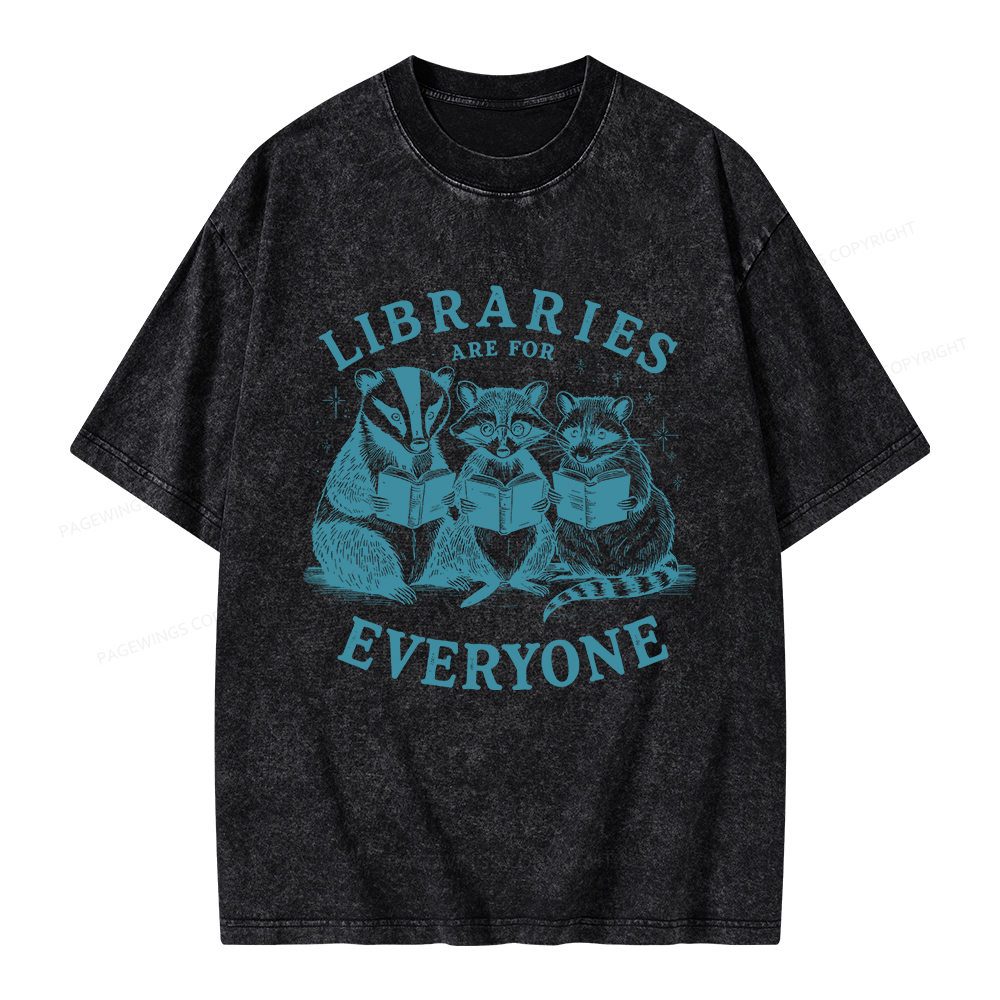 Pagewings Libraries Are For Everyone Unisex Washed T-shirt