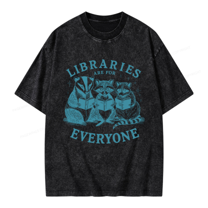 Pagewings Libraries Are For Everyone Unisex Washed T-shirt