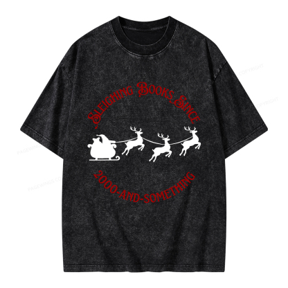 Pagewings Sleighing Books Since 2000-And-Something Unisex Washed T-shirt