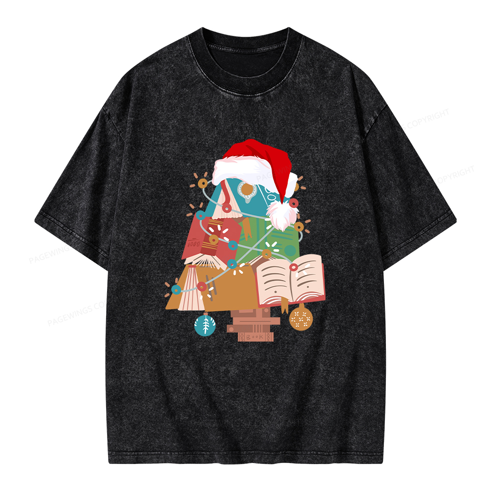 Pagewings Bookish Christmas Unisex Washed T-shirt