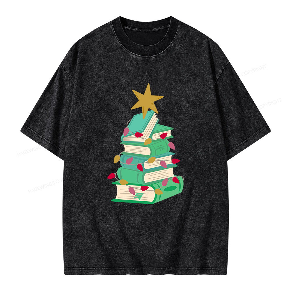 Pagewings Bookish Christmas Unisex Washed T-shirt