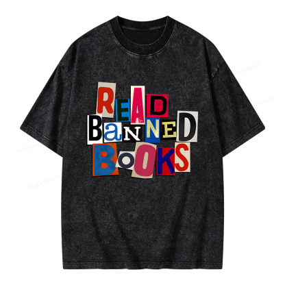 Pagewings Read Banned Books Unisex Washed T-shirt