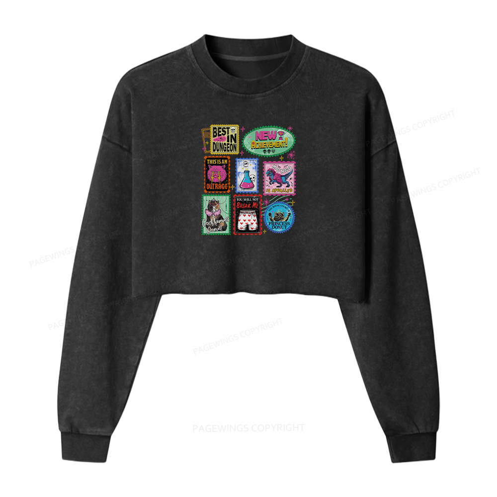 Pagewings New Achievement Women Washed Crop Sweatshirt