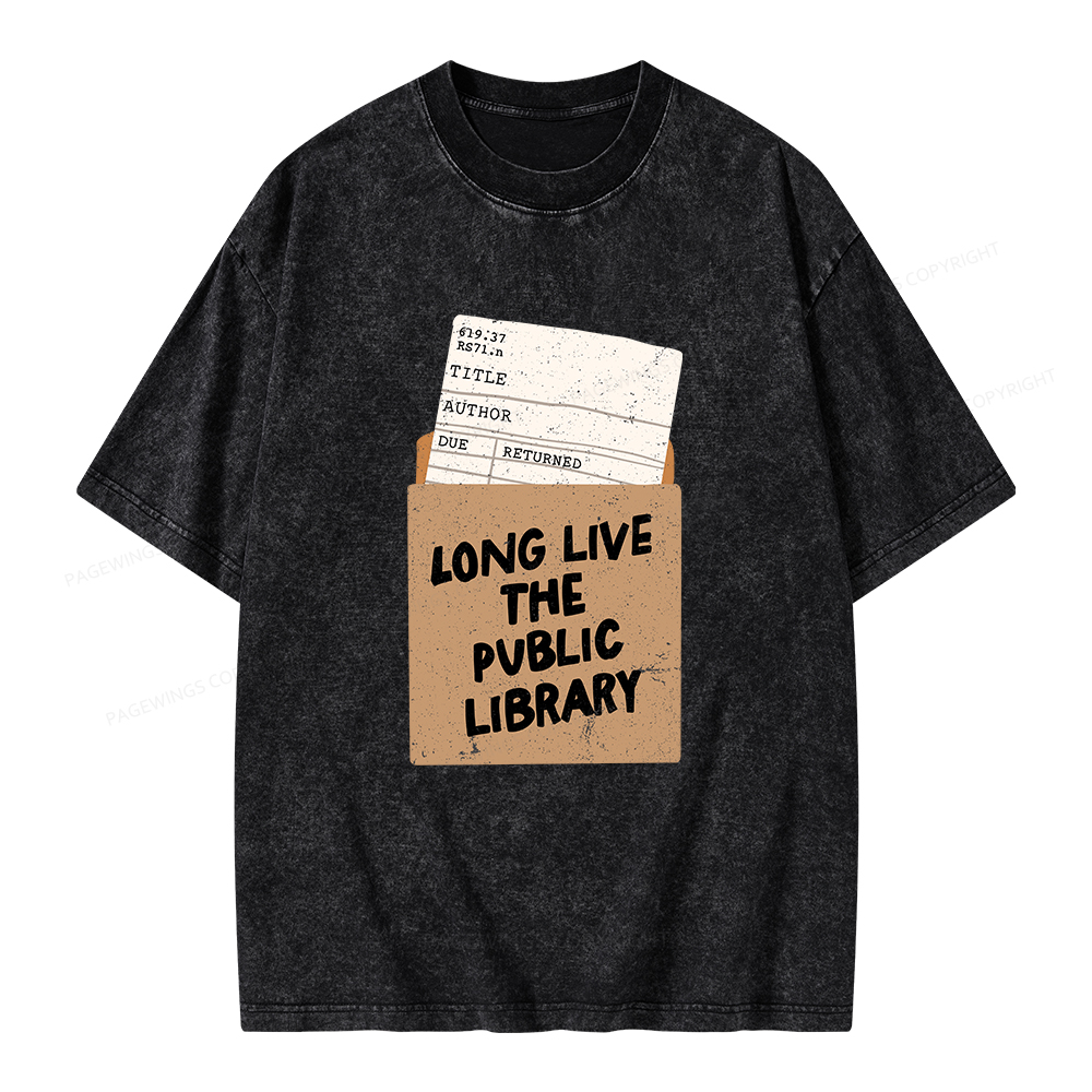 Pagewings Long Live The Public Library Unisex Washed T-shirt