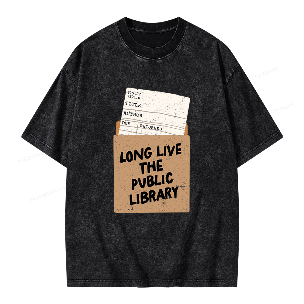 Pagewings Long Live The Public Library Unisex Washed T-shirt