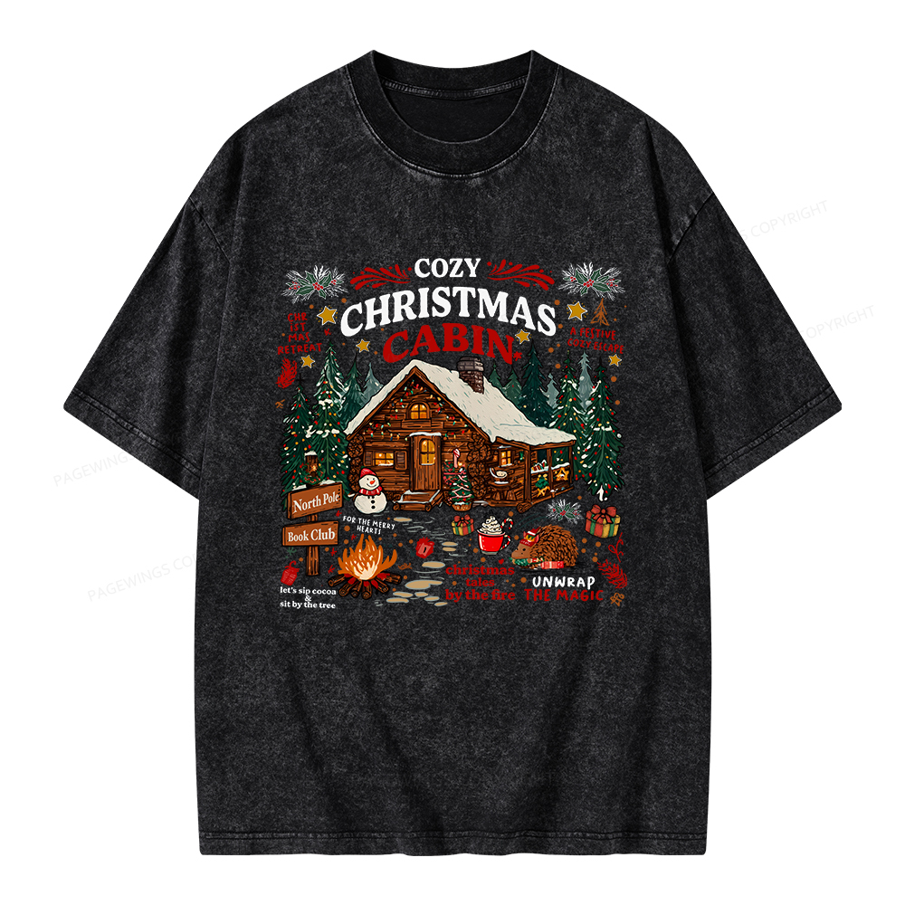 Pagewings Cozy Christmas Reading Unisex Washed T-shirt