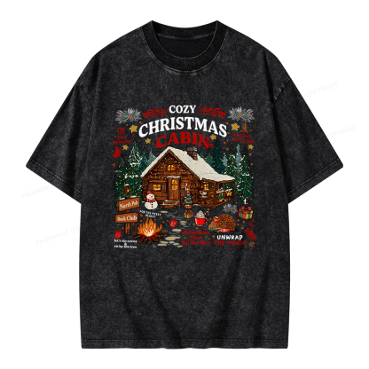Pagewings Cozy Christmas Reading Unisex Washed T-shirt