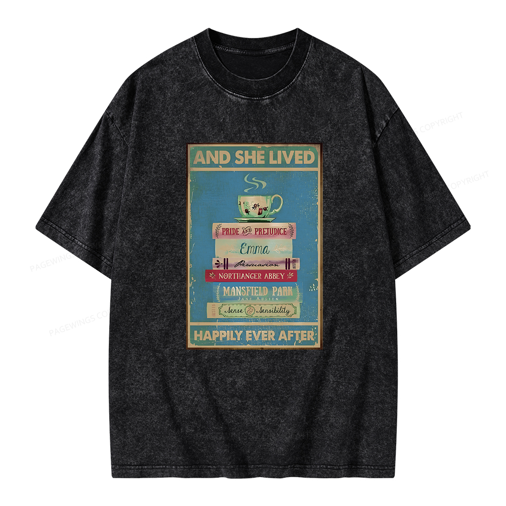 Pagewings And She Lived Happily Ever After Unisex Washed T-shirt