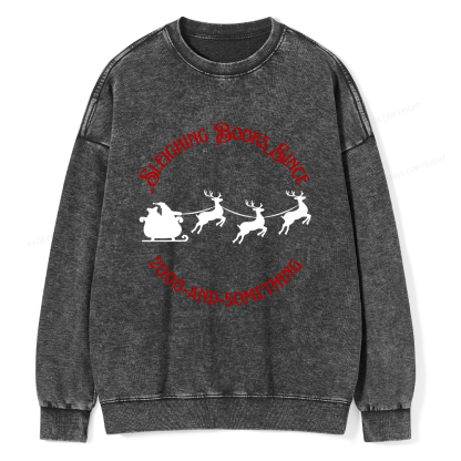 Pagewings Sleighing Books Since 2000-And-Something Unisex Washed Sweatshirt
