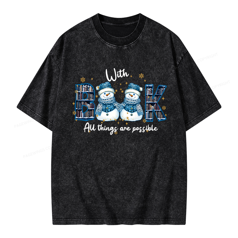 Pagewings With Book All Things Are Possible Unisex Washed T-shirt
