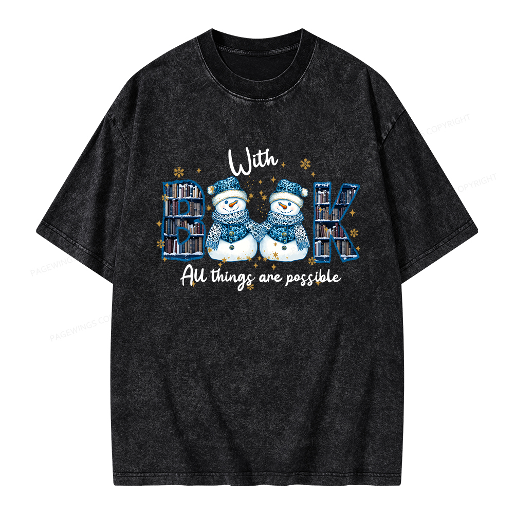 Pagewings With Book All Things Are Possible Unisex Washed T-shirt