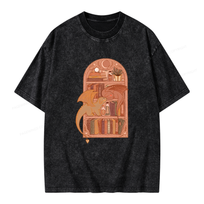 Pagewings Book Dragon Unisex Washed T-shirt