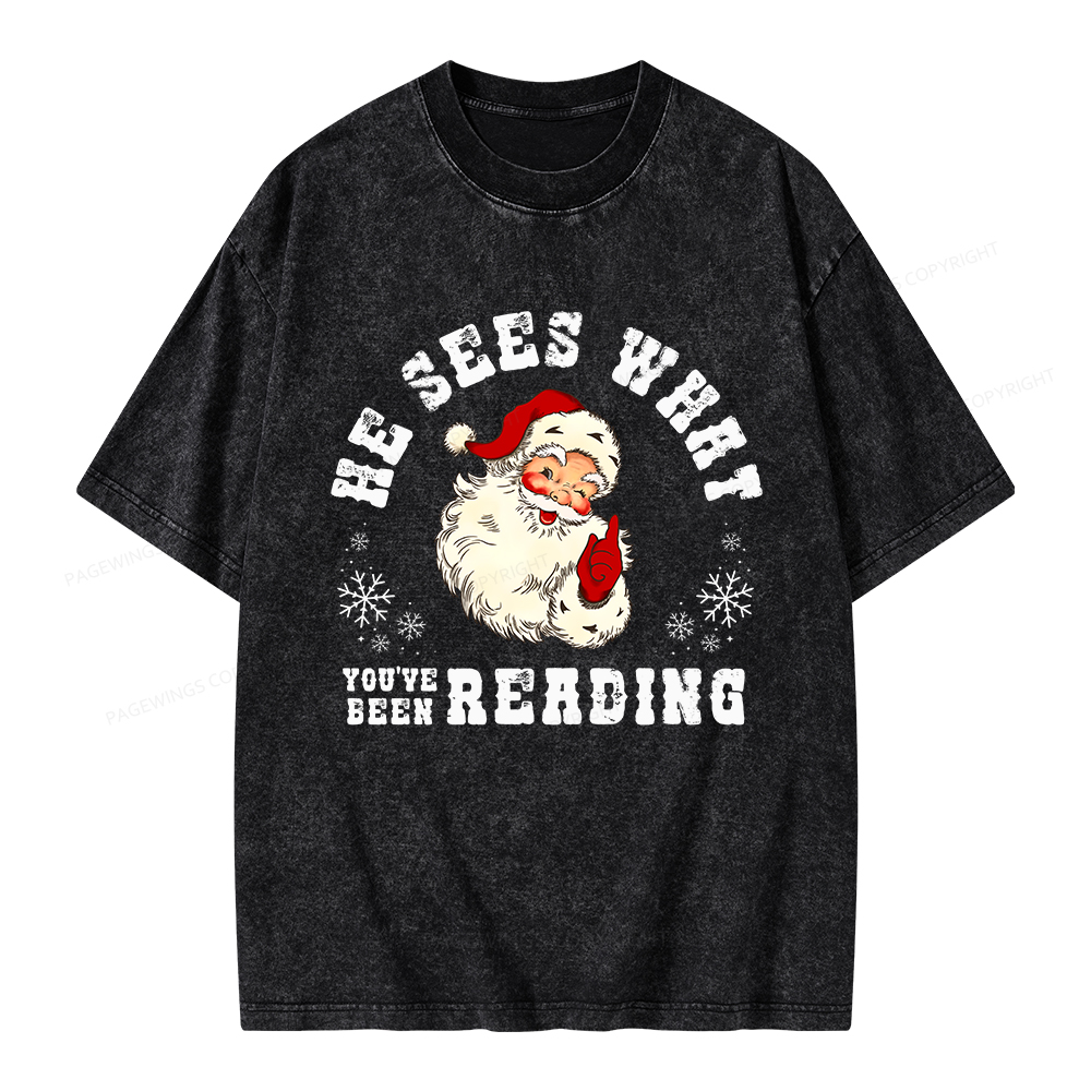 Pagewings He Sees What You've Been Reading Unisex Washed T-shirt