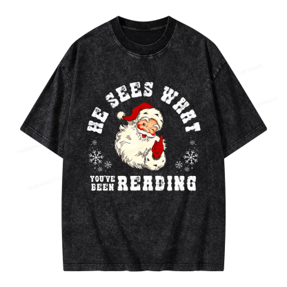 Pagewings He Sees What You've Been Reading Unisex Washed T-shirt