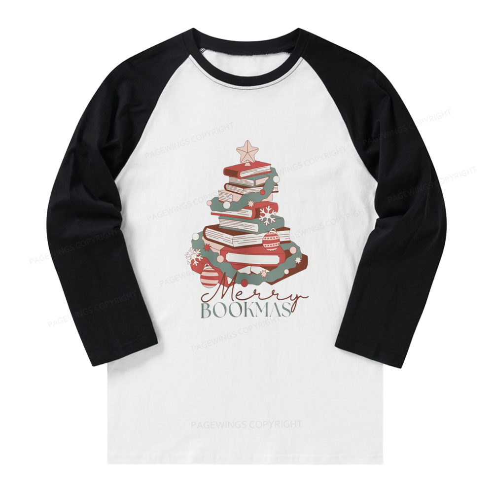 Pagewings Merry Bookmas Long Sleeve Raglan T-shirt