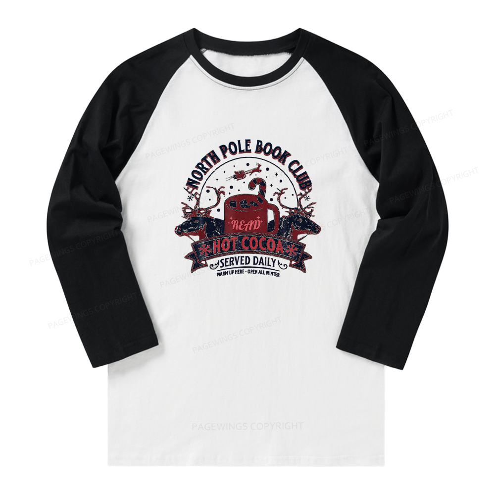 Pagewings North Pole Book Club Long Sleeve Raglan T-shirt