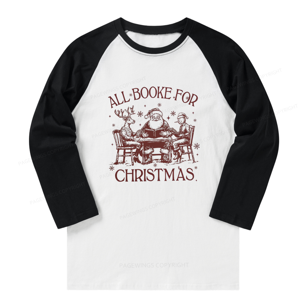 Pagewings Retro All Booked For Christmas Long Sleeve Raglan T-shirt