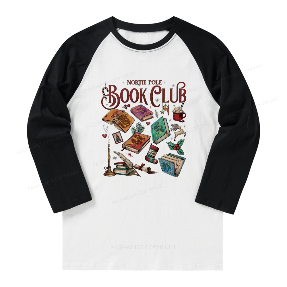 Pagewings SJM Book Club Christmas Long Sleeve Raglan T-shirt