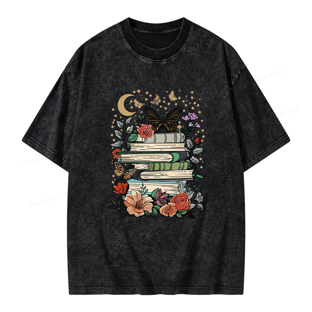 Pagewings Reading Books Stay Weird Unisex Washed T-shirt