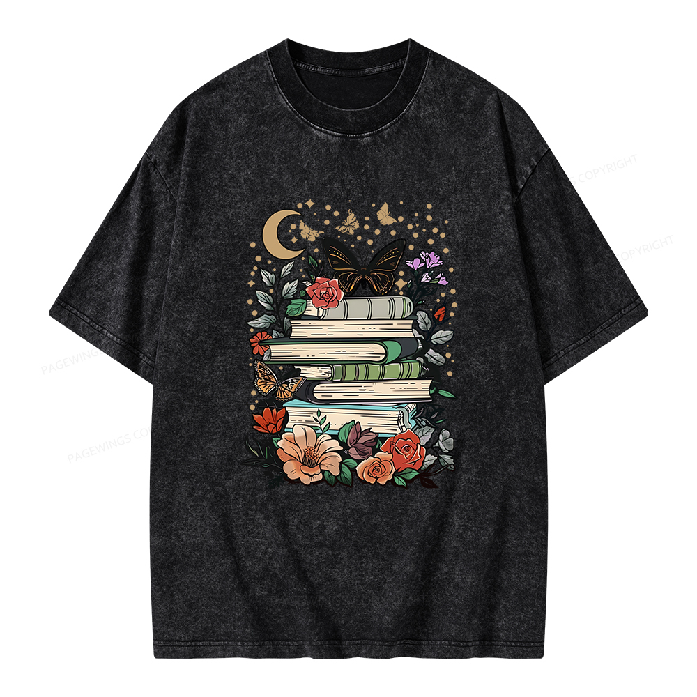Pagewings Reading Books Stay Weird Unisex Washed T-shirt