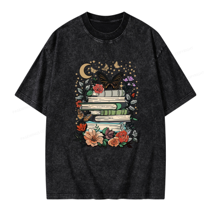 Pagewings Reading Books Stay Weird Unisex Washed T-shirt
