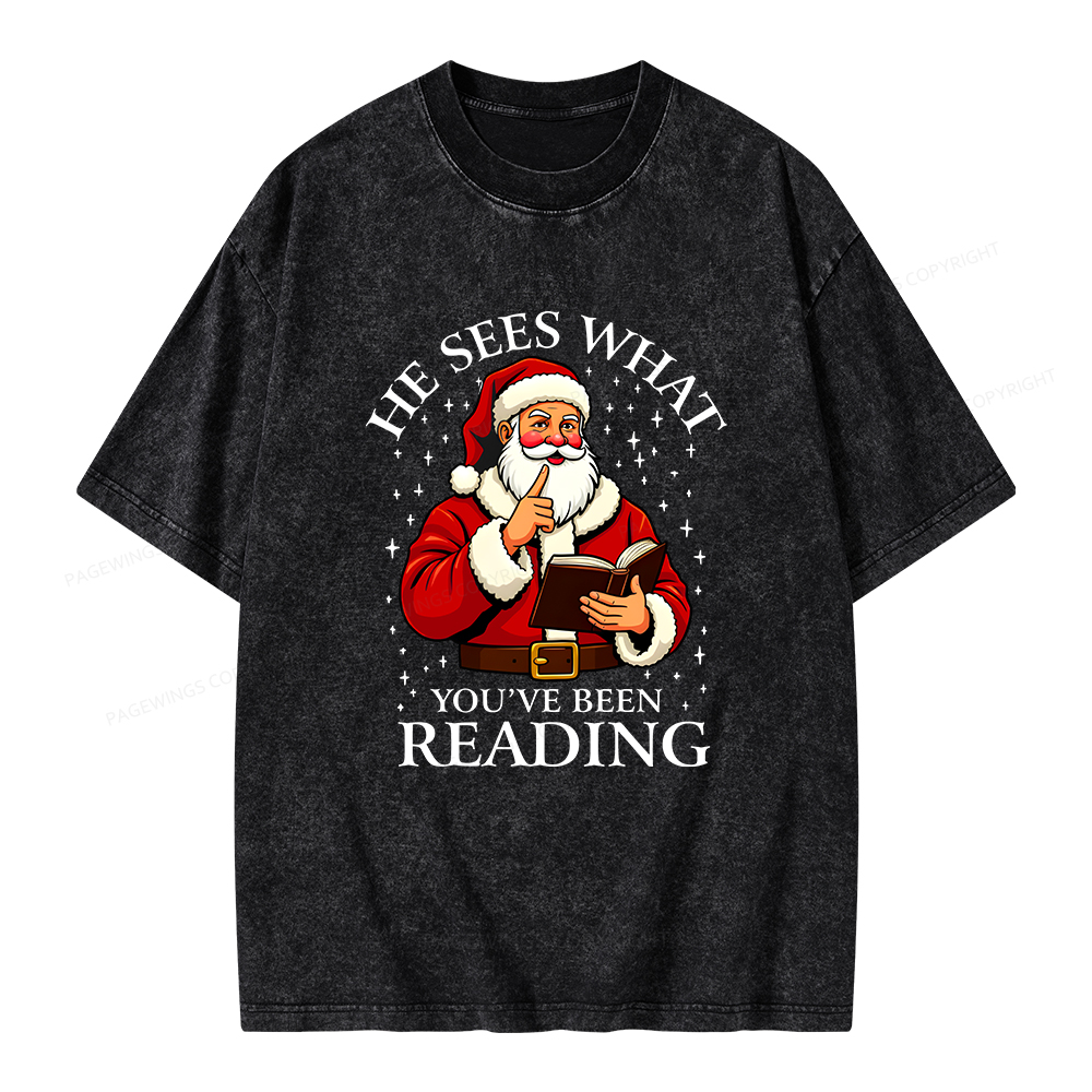 Pagewings He Sees What You've Been Reading Unisex Washed T-shirt