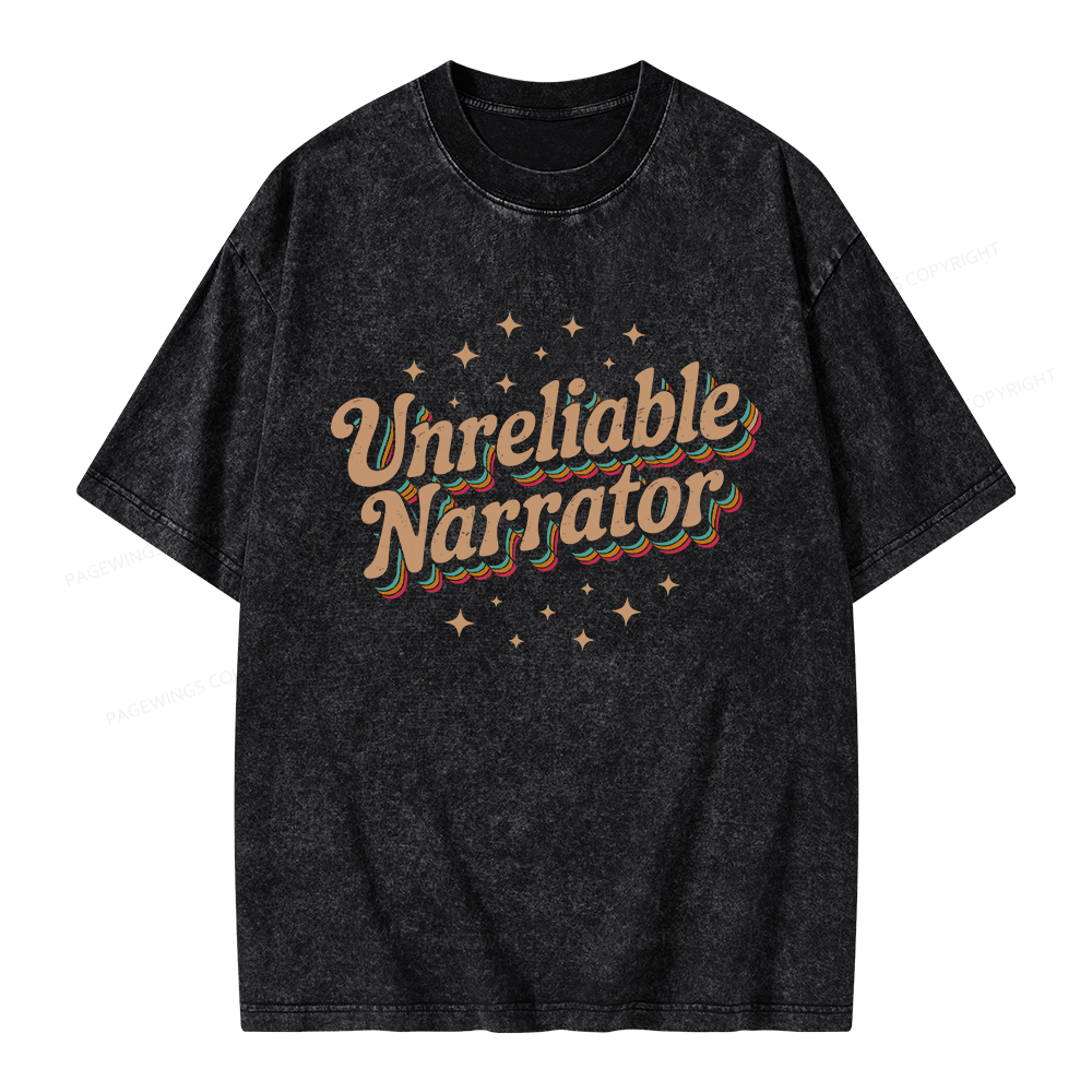 Pagewings Unreliable Narrator Unisex Washed T-shirt
