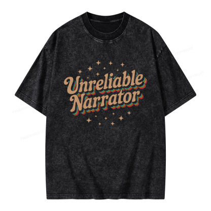 Pagewings Unreliable Narrator Unisex Washed T-shirt