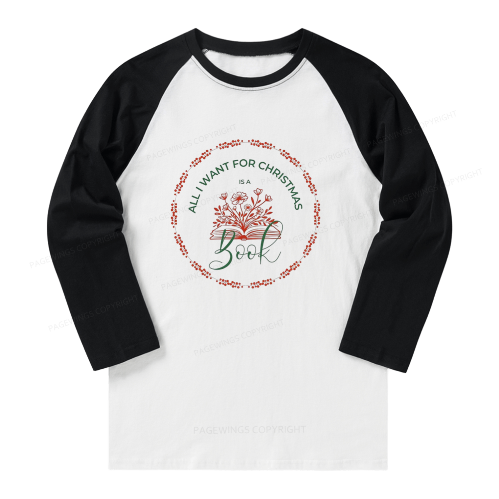 Pagewings Book Lover Christmas Long Sleeve Raglan T-shirt