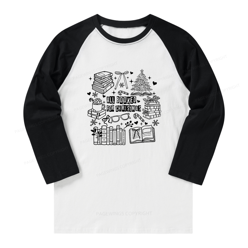 Pagewings All Booked For Christmas Long Sleeve Raglan T-shirt