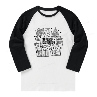 Pagewings All Booked For Christmas Long Sleeve Raglan T-shirt