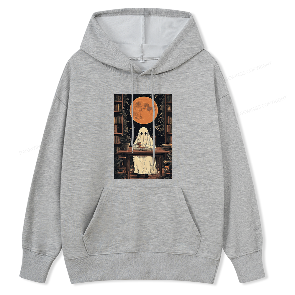 Pagewings Halloween Ghost Books Coffee Unisex Classic Hoodie