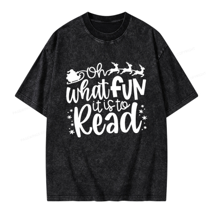 Pagewings Oh What Fun It Is To Read Unisex Washed T-shirt